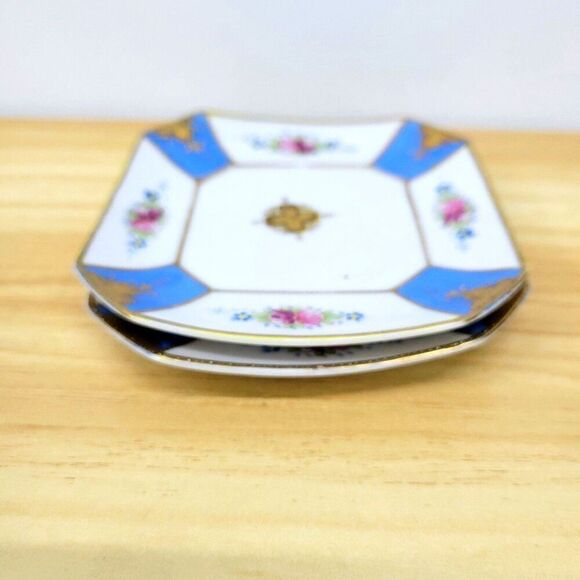 Vintage Rosenthal Ornate Square Floral Plates.Pair - Picture 9 of 12